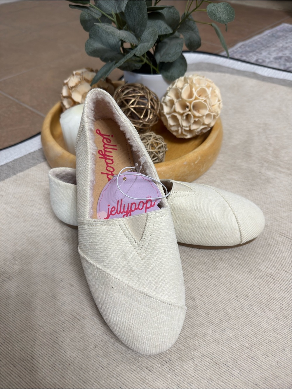 Jellypop Cream Canvas Slip-On Loafers